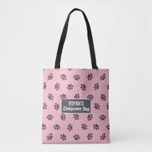 Tote Bolsa Rosa Pegadas de Cachorro
