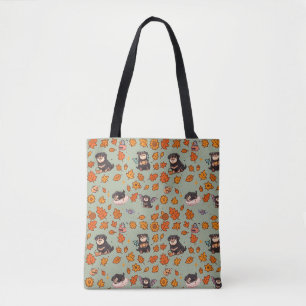 Tote Bolsa Rottweiler de Halloween Fofa Kawaii Floral