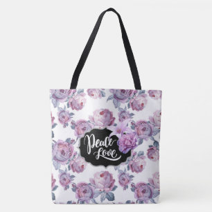 Tote Bolsa Roxo Floral Peace/Love