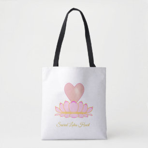Tote Bolsa Sacola Coração de Lótus Sagrado