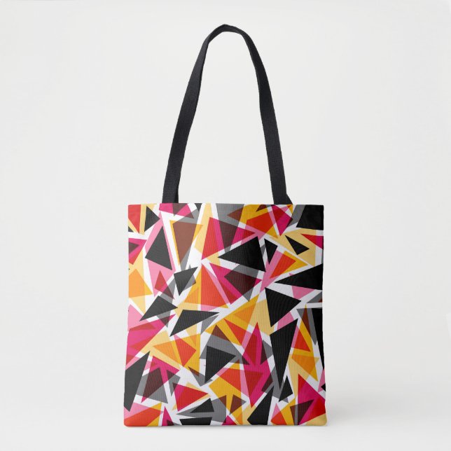 Tote Bolsa sem costura triângulos geométricos forma m (Frente)