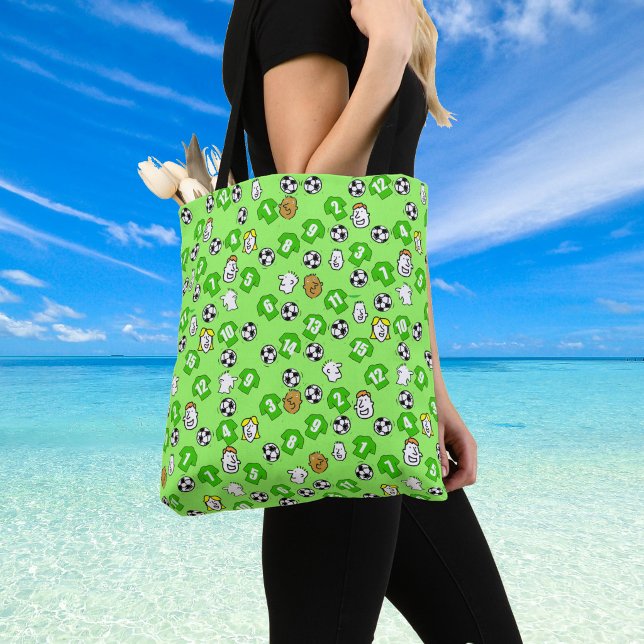 Tote Bolsa temática de futebol com camisas em verde (Shoulder bag with green football shirts)