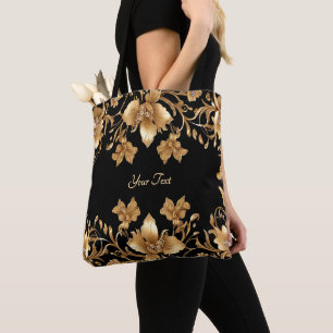 Tote Bolsa Totê Floral Dourada