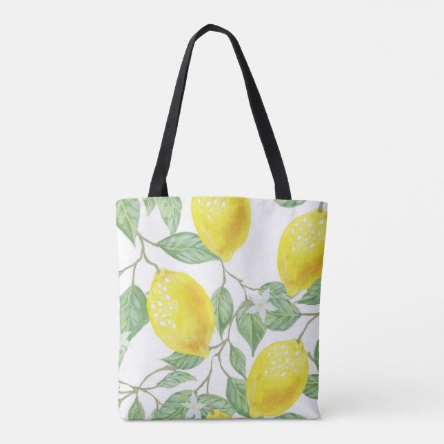 Tote Bolsa Tote, Limões Amarelos Felizes  (Verso)
