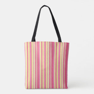 Tote Bolsa Tote, Listra Vertical Amarela e Rosa