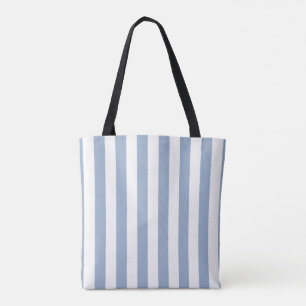 Tote Bolsa Tote, Listra Vertical Azul e Branco