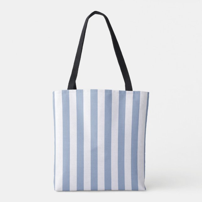Tote Bolsa Tote, Listra Vertical Azul e Branco (Verso)
