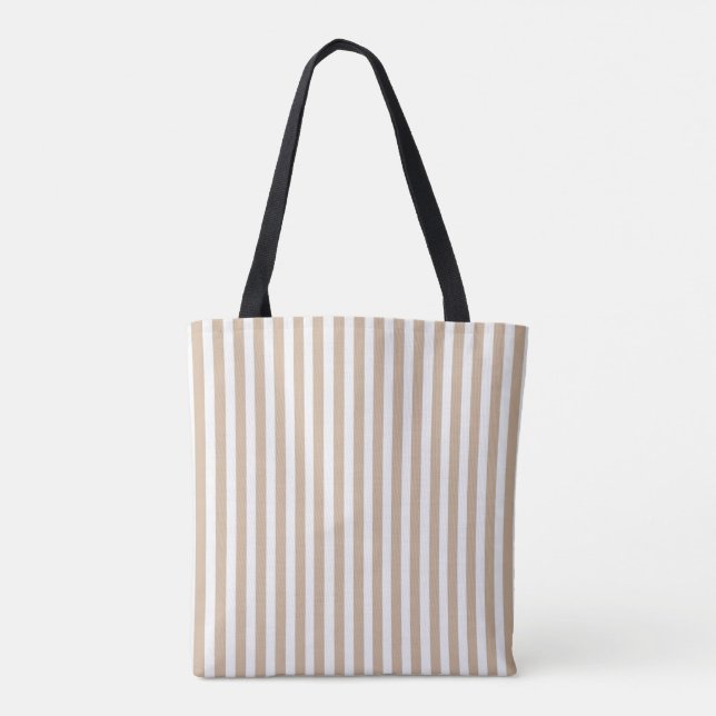 Tote Bolsa Tote, Listra Vertical Bege e Branco  (Verso)