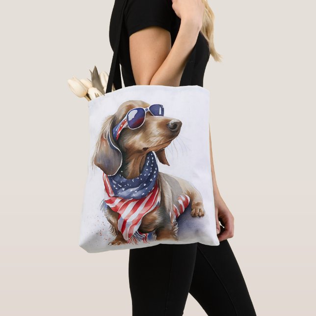TOTE BOLSA TOTEM DE DACHSHUND 4 DE JULHO (Close Up)