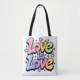 Tote Bolsa Vibrante Y2K Arco-íris Grafite Amor é Amor