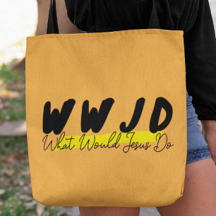 Tote Bolsa WWJD – Letra Preto e Amarelo Intenso