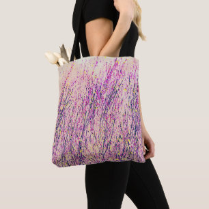 Tote Bonito rosa e púrpura, Bolsa de Arte de Flor Selva