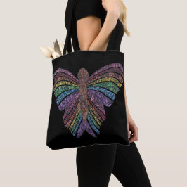 Tote Borboleta-arco-íris (preto) - Bolsa