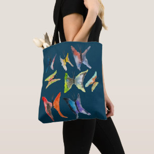 Tote Borboletas de cor aquosa coloridas na bolsa