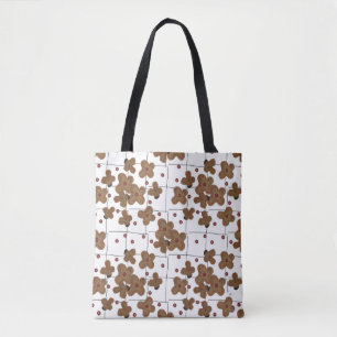 Tote Botões vermelhos Flores de papel castanho Bolsa