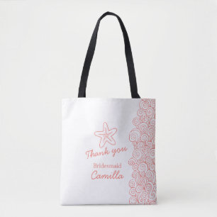 Tote Bridesmaid de casamento em praia, favor bolsa