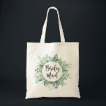 Tote Bridesmaid Gift Eucalyptus Greenery Bolsa de Casam<br><div class="desc">Bolsa de presente moderno de madrinha com verde botânico. Festa de casamento.</div>