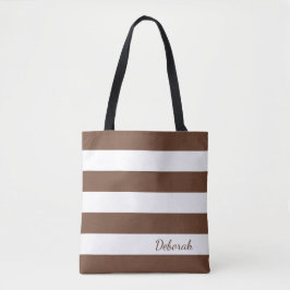 Tote Brown personalizado e o bolsa listrado branco