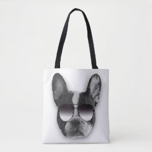 Tote Buldogue francês em Bolsa de óculos escuros