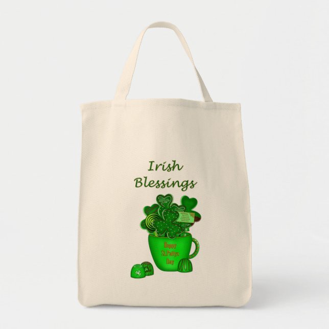 Tote Buquê de Shamrock Cookie irlandês — Grocery Bolsa (Frente)