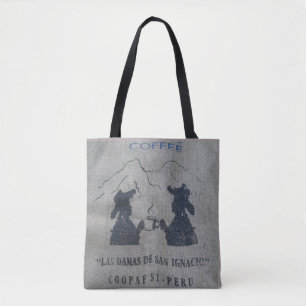 TOTE BURLAP COFFEE BAG PURSE BOLSA PERU
