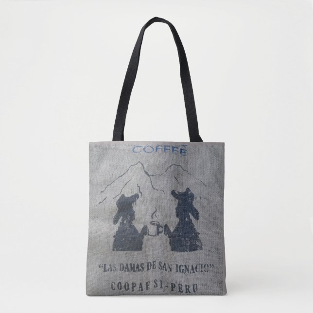 TOTE BURLAP COFFEE BAG PURSE BOLSA PERU (Frente)