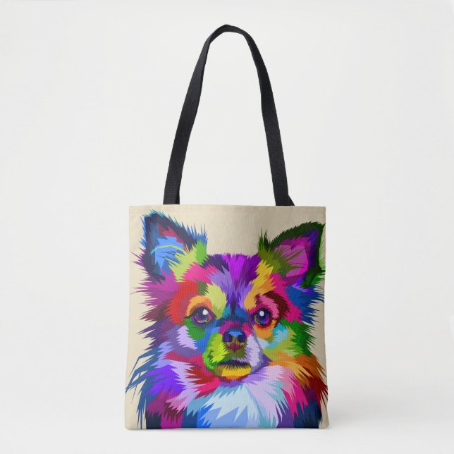 Tote Cão colorido da chihuahua - o bolsa (Frente)