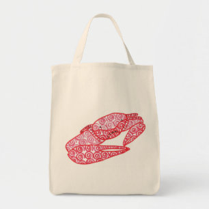 Tote Caranguejo abstrato com espiral vermelha, bolsa de
