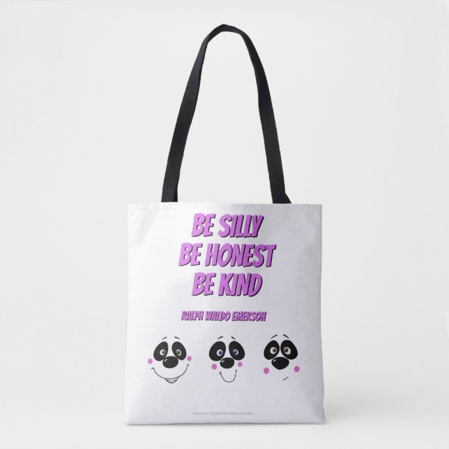 Tote Caras com citações de Emerson, o bolsa da panda (Frente)
