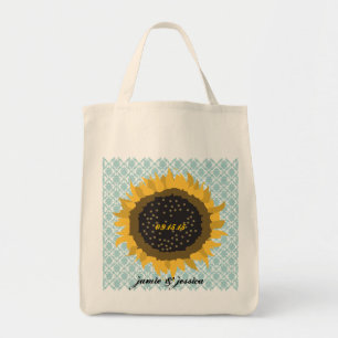 Tote Casamento de Girassol Data Bolsa de praia de Lua d