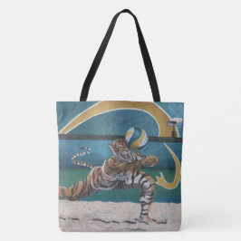 Tote Cat Warrior Jogando Bolsa Gráfico de Voleibol de P
