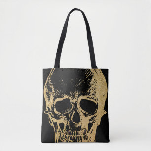 Tote Caveira Dourada BOLSA Preto