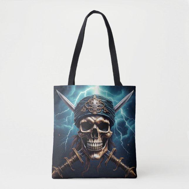 Tote Caveira Pirata com Bolsa de Espadas (Frente)