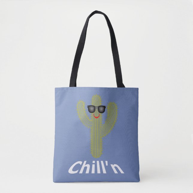 Tote Chill'n Cactus Design - Bolsa personalizado de tud (Frente)