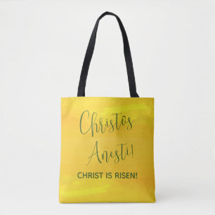 Tote Christos Anesti! Cristo é Risen! Bolsa Ba Amarelo