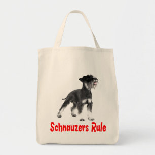 Tote Cinza Miniatura Schnauzer Cão Vermelho Bolsa