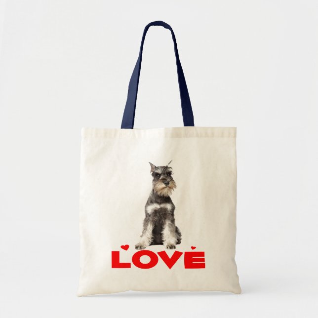 Tote Cinza Miniatura Schnauzer Cão Vermelho Bolsa (Frente)
