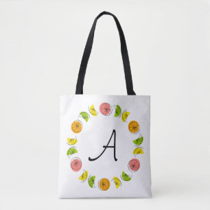 Tote Círculo Citrus Monograma amarelo por toda a bolsa