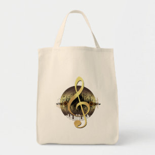 Tote Clave de Sol Dourada Bolsa de Vinil Elegante Amant