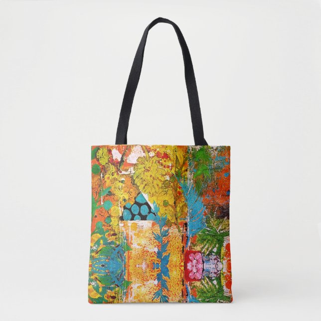 Tote Colagem Floral Por Toda A Bolsa  (Frente)