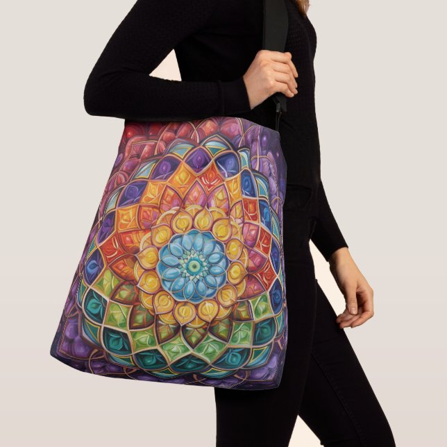 Tote com estampa de mandala colorida (Close Up)