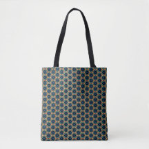 Tote com padrão floral azul e amarelo