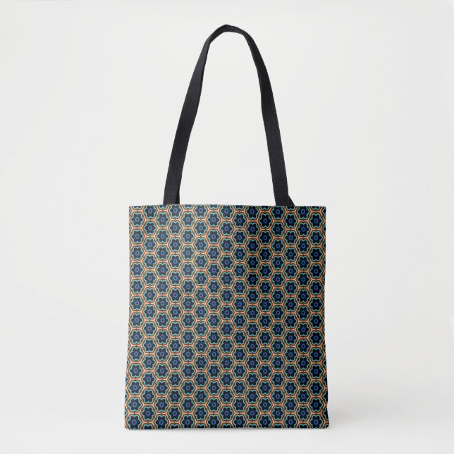 Tote com padrão floral azul e amarelo (Frente)
