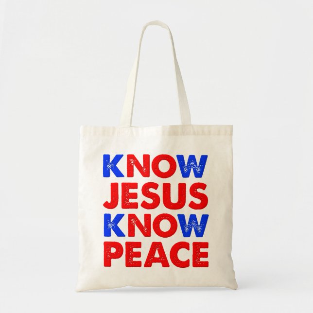 Tote Conheça Jesus Conheça a Paz Bolsa de Compras Crist (Frente)