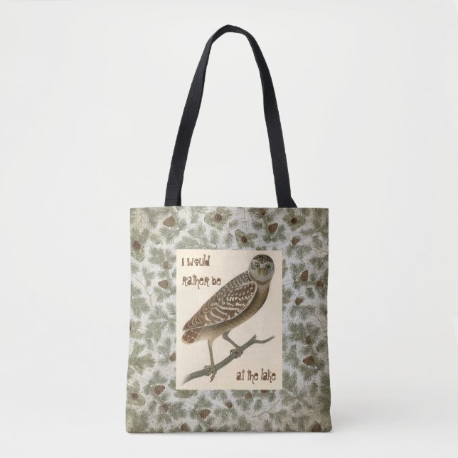 Tote Coruja Pine Cones Boughes Trees Bolsa (Frente)