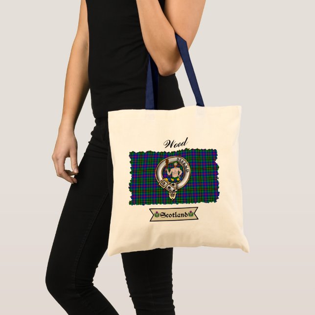 Tote Crachá de Clã de Madeira e Bolsa de Tartan (Frente (produto))