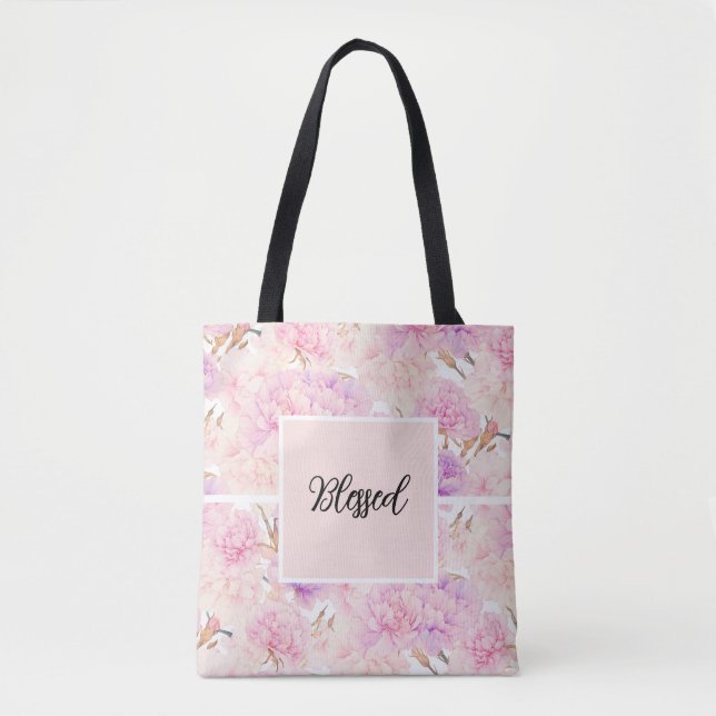 Tote Cravos cor-de-rosa e lavanda, Bolsa mole (Frente)