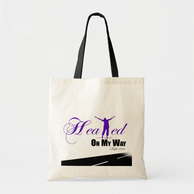 Tote Curado em meu bolsa da maneira (roxo, branco, (Frente)