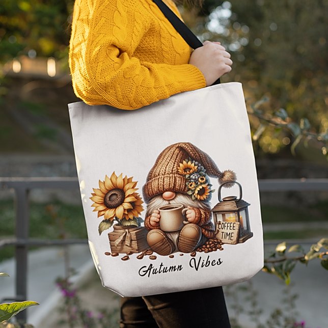 Tote Cute Autumn Vibes Watercolor Gnome Bolsa (Criador carregado)