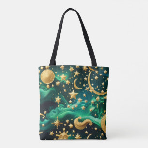Tote da Lua Cósmica Esmeralda para Fãs de Astrolog